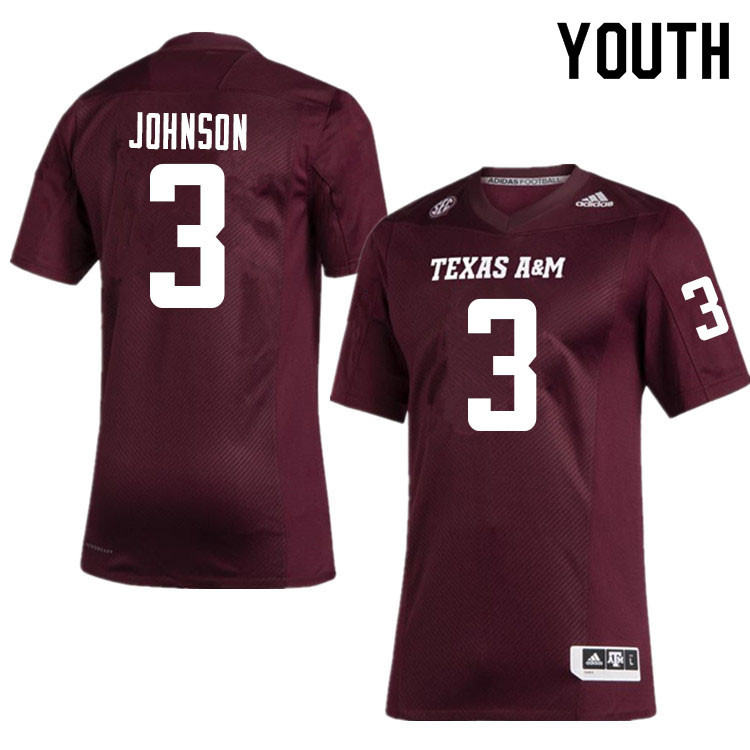 Youth #3 Tyree Johnson Texas A&M Aggies College Football Jerseys Sale-Maroon - Click Image to Close